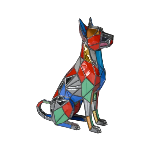 Decorative stained glass dog stat - 3D Model for Second Life