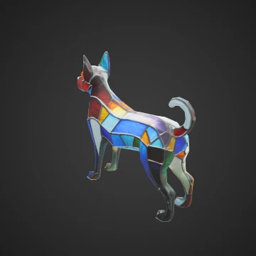 Stained glass dog - 3D Model for Second Life