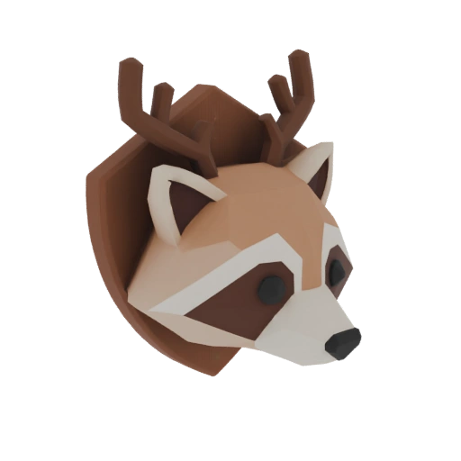 Low poly raccoon head in a geomet - 3D Model for Second Life