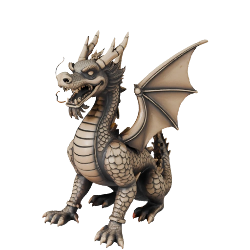 Bronze dragon statue - 3D Model for Second Life
