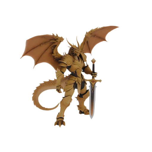 A majestic anthropomorphic dragon - 3D Model for Second Life
