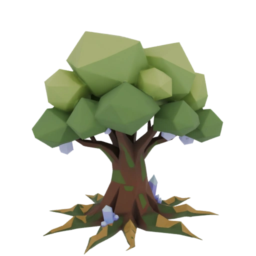 A stylized low-poly fantasy tree  - 3D Model for Second Life