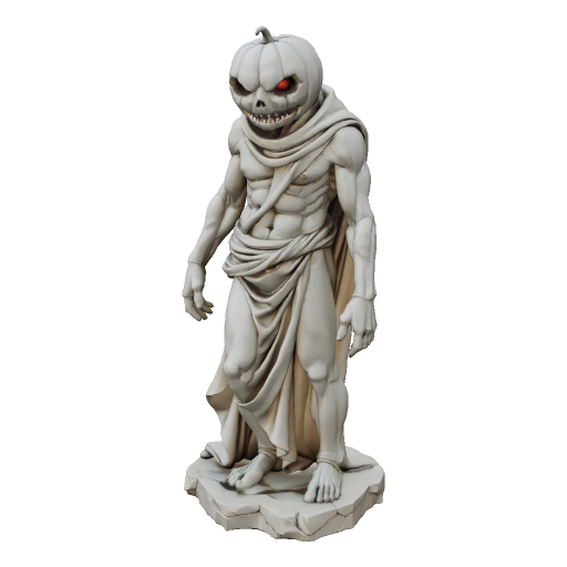 Marble pumpkin-headed monster
