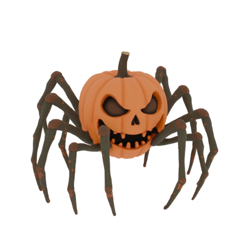 Halloween pumpkin with a spider-l - 3D Model for Second Life